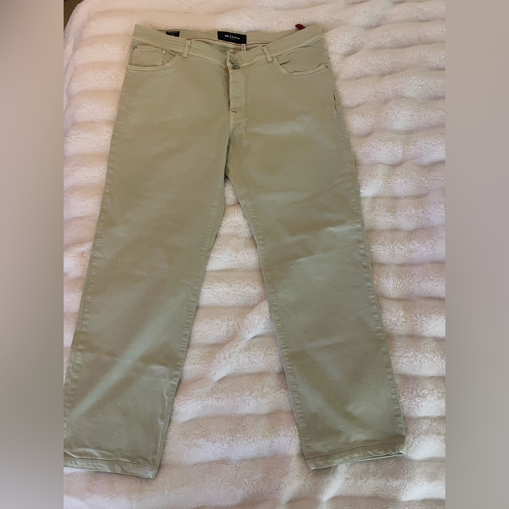 Kiton Cream and Green Dress Pants